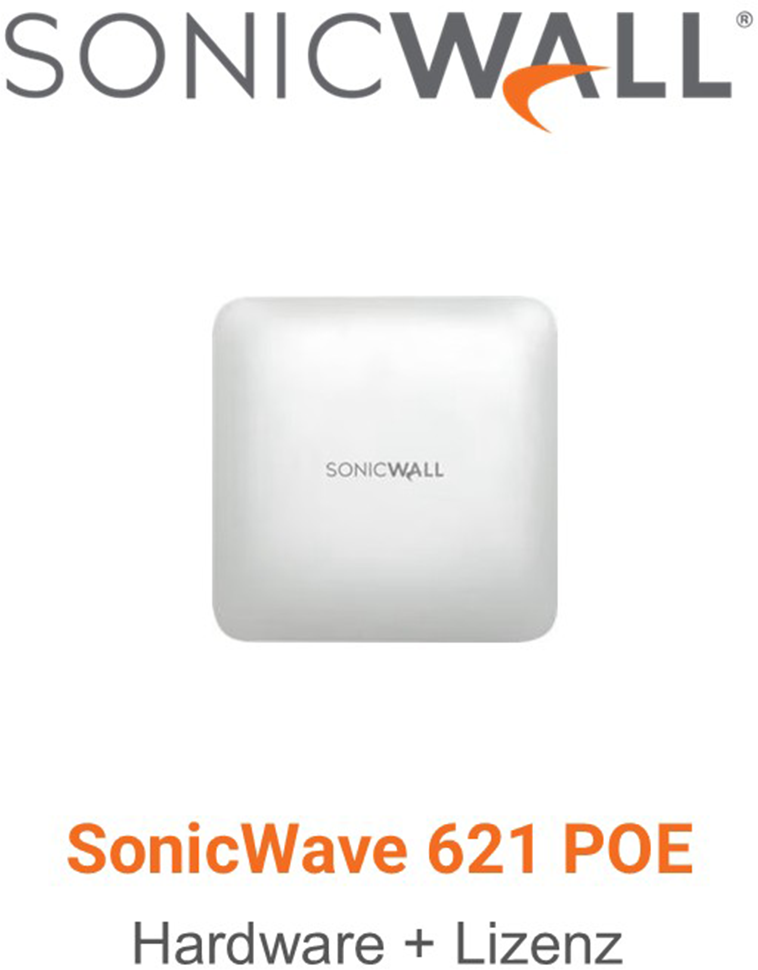 SonicWall SonicWave 621 Wireless Access Point (POE+) + Essential Secure Wireless Network Management and Support