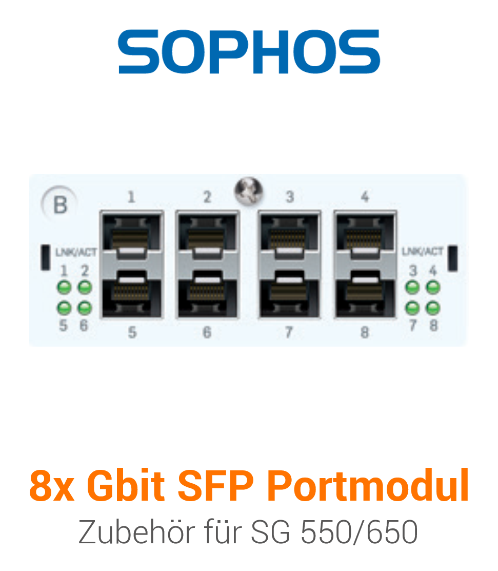 Sophos 8 port GbE SFP FleXi Port module (End of Sale/Life)